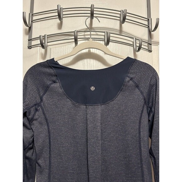 Lululemon Turn It Up Long Sleeve Top Thumbholes Heathered Inkwell Women’s 4 Blue - Picture 6 of 16